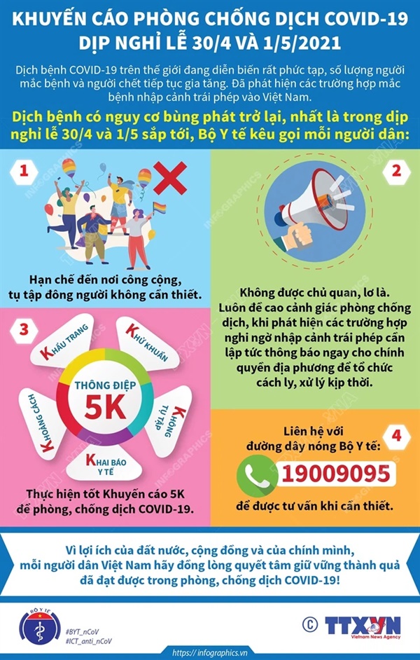 Bộ Y tế khuyến cáo những việc quan trọng người dân cần làm trong dịp nghỉ lễ 30/4 và 1/5 sắp tới-1