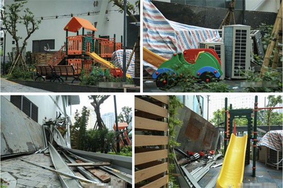 Vụ giàn cục nóng điều hòa đổ sập xuống sân chơi chung cư ở Hà Nội: