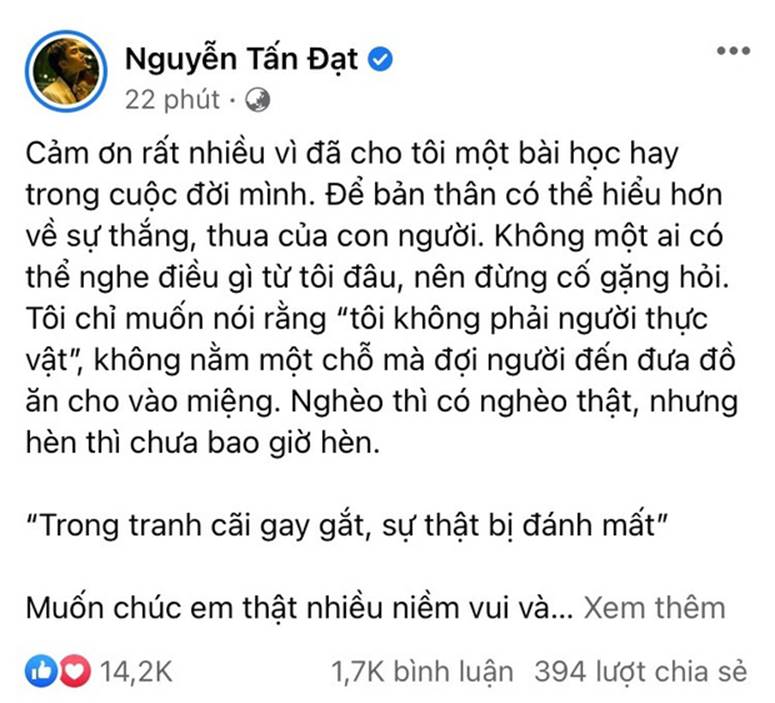 Du Uyên có động thái sau phát ngôn nghèo nhưng không hèn” của Đạt G-3