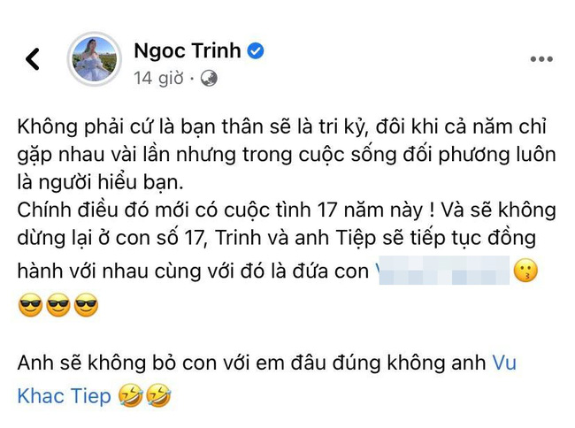 Sau buổi gặp mặt hai gia đình, Ngọc Trinh bất ngờ nhắn nhủ Vũ Khắc Tiệp: Anh sẽ không bỏ con với em đâu đúng không?-1