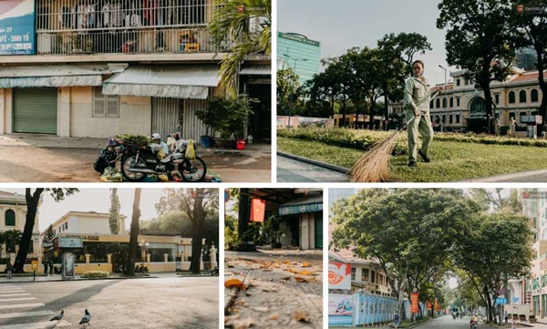 Chùm ảnh: Khác với cảnh chen chúc xe cộ ở cửa ngõ, trung tâm Sài Gòn yên bình trong sáng 30/4, mọi góc phố phấp phới cờ hoa-12