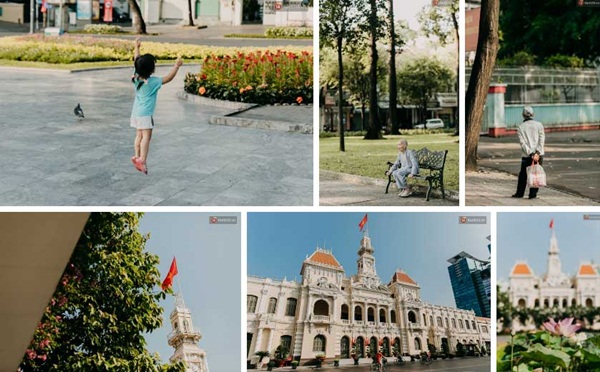 Chùm ảnh: Khác với cảnh chen chúc xe cộ ở cửa ngõ, trung tâm Sài Gòn yên bình trong sáng 30/4, mọi góc phố phấp phới cờ hoa-22