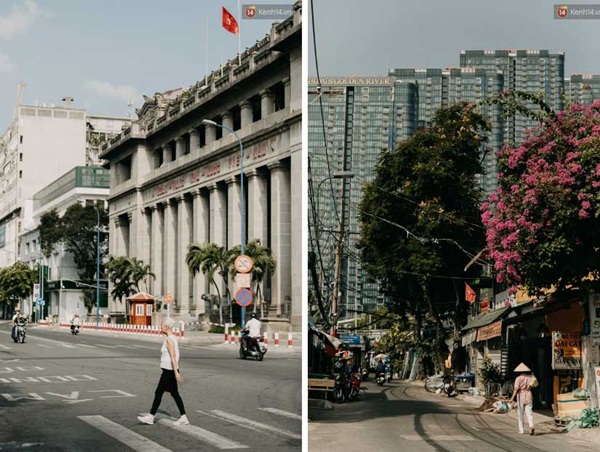 Chùm ảnh: Khác với cảnh chen chúc xe cộ ở cửa ngõ, trung tâm Sài Gòn yên bình trong sáng 30/4, mọi góc phố phấp phới cờ hoa-23