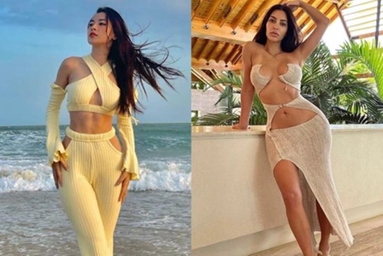 Chi Pu, Kim Kardashian diện mốt váy áo cắt xẻ