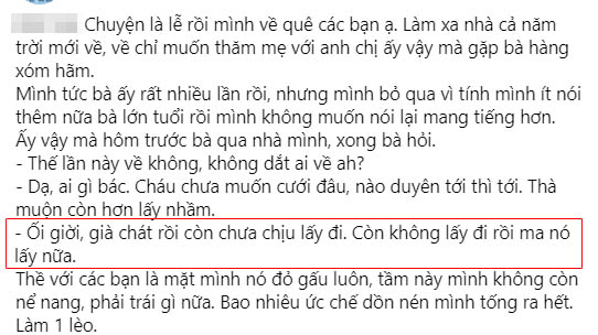 Về quê nghỉ lễ bị hàng xóm vô duyên nhắc chuyện lấy chồng, cô gái cay cú xả giận nhưng lại bị cộng đồng mạng tuýt còi”-1