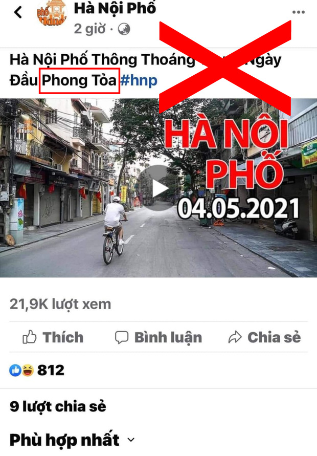 Chia sẻ thông tin Thủ đô bị phong toả ngày 4/5/2021, Duy Nến - chủ nhân kênh Hà Nội Phố bị phản đối dữ dội vì đưa nội dung sai lệch-1