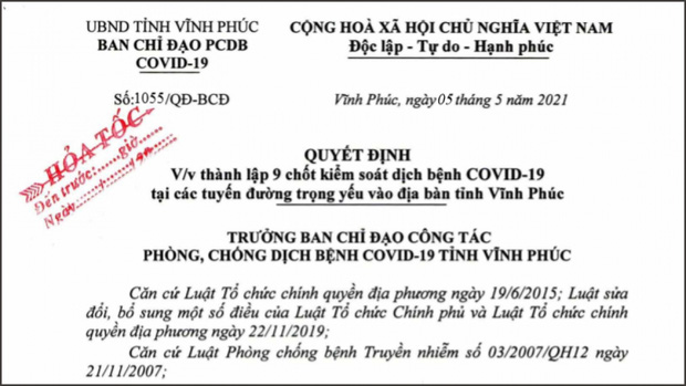 Vĩnh Phúc lập 9 chốt kiểm soát Covid-19 tại các tuyến đường trọng yếu vào tỉnh-1