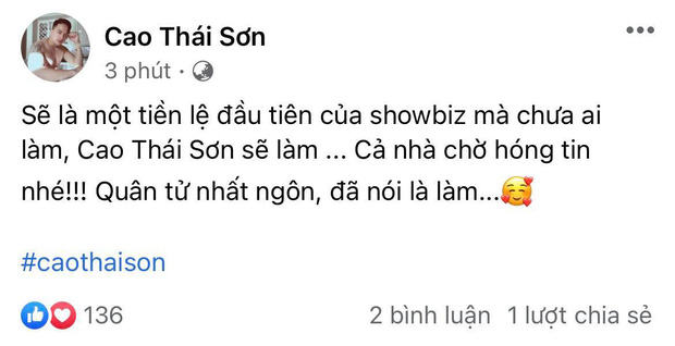 Đã 2 tuần trôi qua, vẫn không ai biết cái tiền lệ đầu tiên của showbiz mà Cao Thái Sơn nói tới là gì?-1