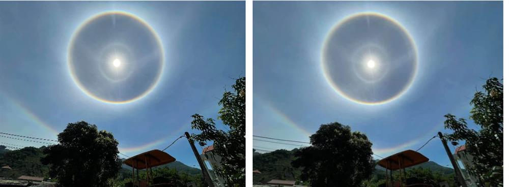 Chùm ảnh: Quầng mặt trời xuất hiện trên bầu trời nhiều tỉnh thành phía Bắc khiến dân mạng xôn xao-5