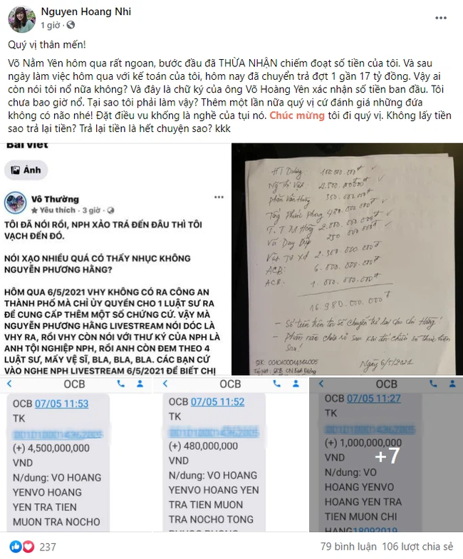 NÓNG: Thần y Võ Hoàng Yên đã chuyển khoản trả lại vợ chồng ông Dũng lò vôi gần 17 tỷ đồng-1