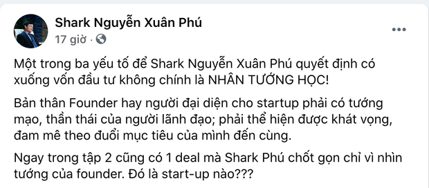 Trước tranh cãi rót vốn cho nữ CEO xinh đẹp, phía Shark Phú lên tiếng: Nhân tướng học là 1 trong 3 yếu tố quyết định-2