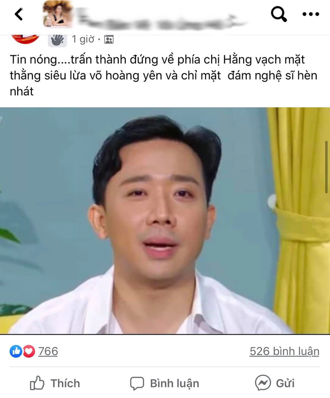 Fan bà Phương Hằng phát tán tin nóng, kéo nghệ sĩ Thành Lộc, MC Trấn Thành vào cuộc, mừng rỡ vì MC quốc dân đứng về phía bà Hằng”?!-1