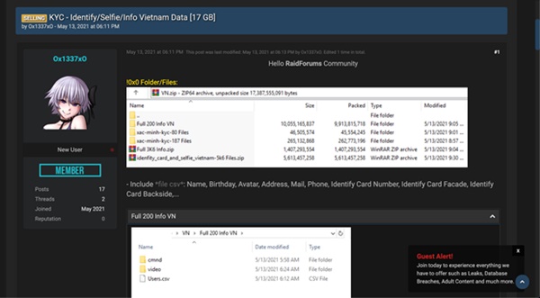 Hàng ngàn chứng minh nhân dân Việt Nam bị rao bán công khai trên mạng-2