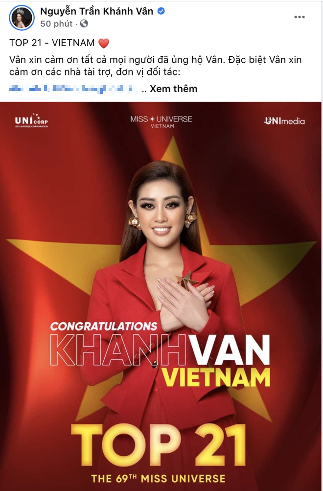 Khánh Vân đã có chia sẻ đầu tiên sau khi bị loại khỏi Top 10 Miss Universe 2020-1
