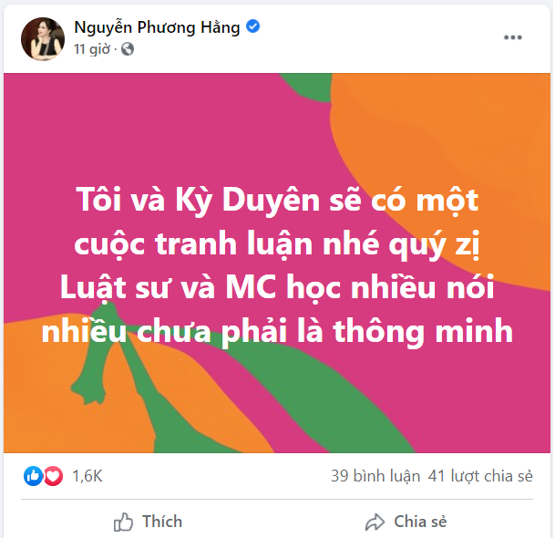 Bà Phương Hằng tuyên bố: Tôi và Kỳ Duyên sẽ có một cuộc tranh luận-1