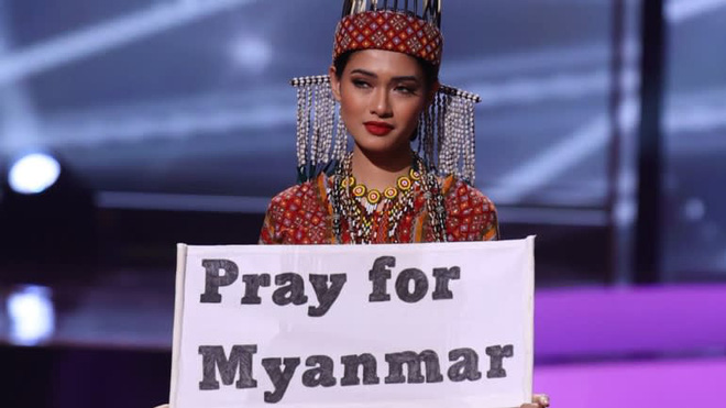 Nhan sắc của Hoa hậu Myanmar gây chú ý vì cầu cứu trên sân khấu Hoa hậu Hoàn vũ Thế giới?-1