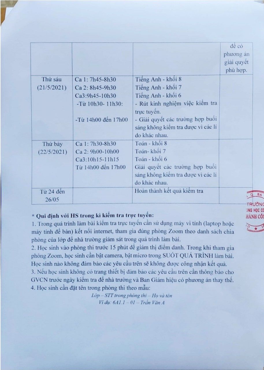 Mới: Trường công lập đầu tiên ở Hà Nội kiểm tra học kỳ thông qua hình thức trực tuyến, chi tiết cụ thể như sau-2