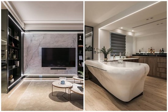 Căn nhà 100m2 của cặp vợ chồng mới cưới có thiết kế nhẹ nhàng không kém phần sang chảnh, tận dụng tối đa từng tấc đất, ấn tượng nhất là chi tiết thiết kế quầy bar giải trí ngay tại nhà