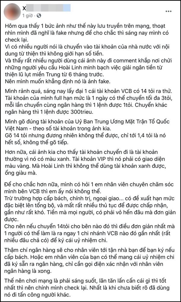 Cộng đồng mạng xôn xao trước nghi vấn bức ảnh Hoài Linh chuyển khoản 14 tỷ đồng là giả-4