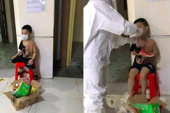 Bé trai 6 tuổi một mình đi nhận kết quả dương tính Covid-19: Ánh mắt ngơ ngác, ngồi nép vào cánh cửa