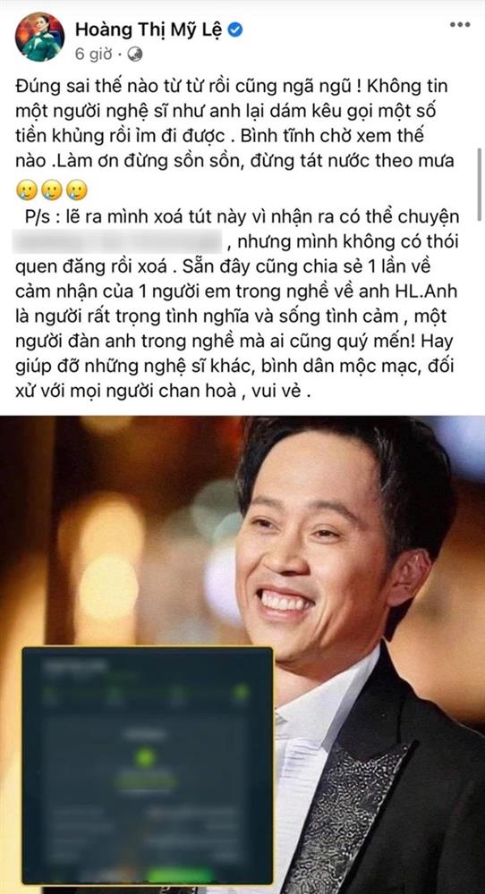 Làm rõ hình ảnh sao kê giao dịch từ thiện 14 tỷ đồng của NS Hoài Linh, ca sĩ Mỹ Lệ từng bênh vực nay cũng phải xóa dấu vết-2