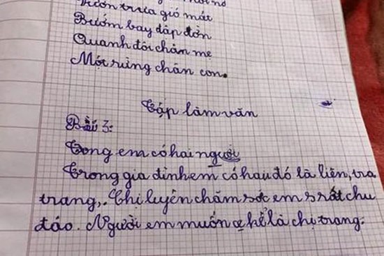 Bài văn tả chị của học sinh tiểu học có màn 