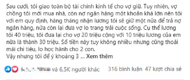 Mỗi tháng đưa 20 triệu vợ vẫn cho ăn đạm bạc, chồng âm thầm điều tra rồi nghẹn đắng với thứ cô giấu trong túi xách-1