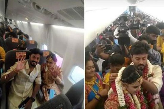 Video: Mặc lệnh cấm tụ tập, cô dâu chú rể Ấn Độ thuê máy bay riêng chở 161 người tổ chức đám cưới trên không