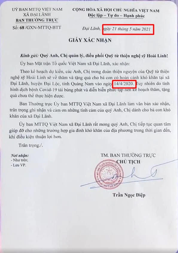 Một địa phương xác nhận đã nhận 500 triệu đồng tiền ủng hộ từ nghệ sĩ Hoài Linh-2