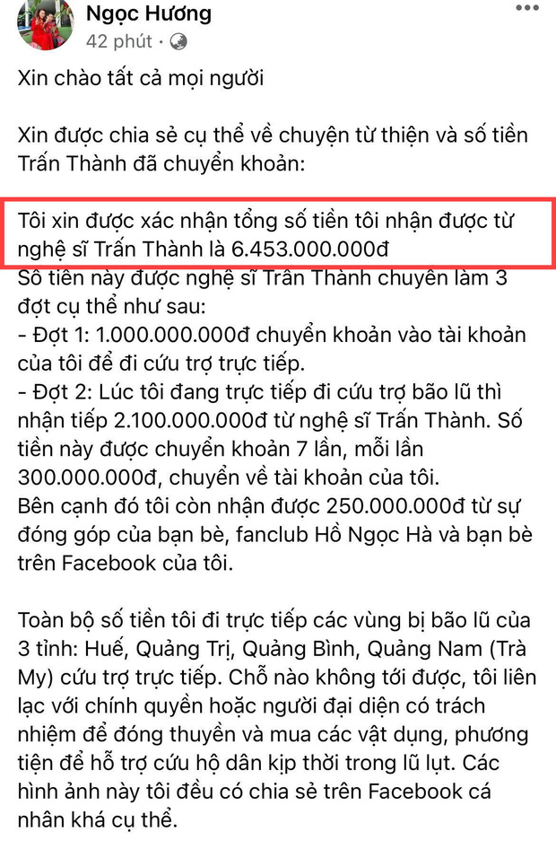 Mẹ Hà Hồ cuối cùng đã nói rõ về chuyện Trấn Thành chuyển 6,45 tỷ tiền cứu trợ miền Trung kèm hình ảnh, thông tin minh bạch-1