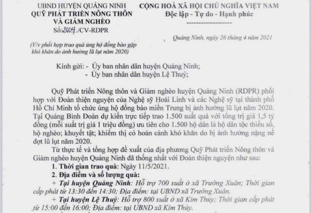 Chủ tịch xã vùng lũ ở Quảng Bình: Đời sống ở đây ổn định rồi, NS Hoài Linh nên tăng cường số quà này về những vùng dịch Covid-19-3