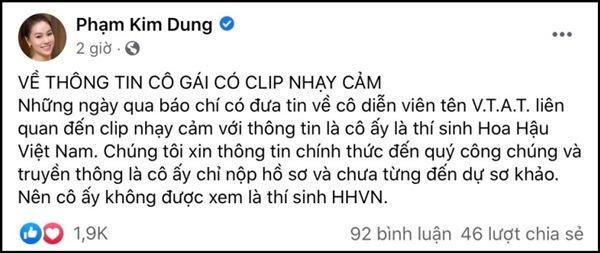 BTC Hoa hậu Việt Nam 2020 lên tiếng vụ người đẹp 9x lộ clip nóng: Cô ấy không được xem là thí sinh-2