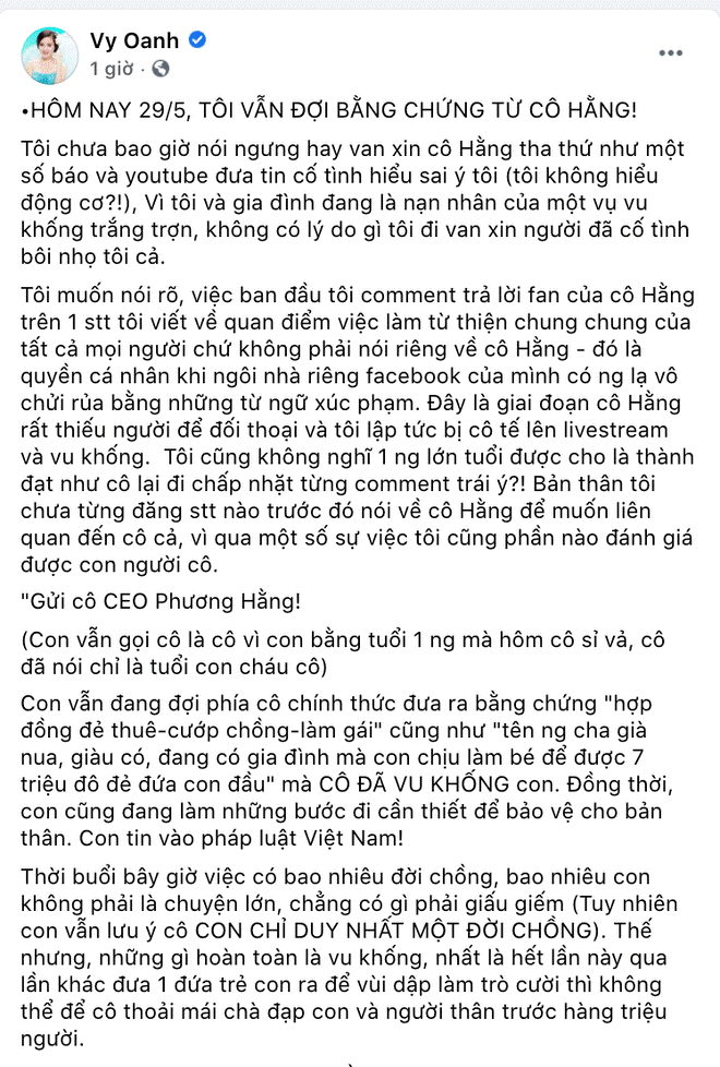 Vy Oanh nhắn bà Phương Hằng: Giả sử con đẻ cho 1 người khác, đó là tội nặng sao? Nếu vậy tội cô nặng hơn nhiều vì có 4 đứa con với 4 đời chồng-2