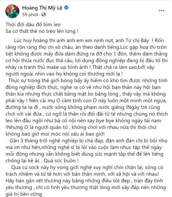 Mỹ Lệ bàn về việc nghệ sĩ không bảo vệ nhau: Đàn anh, đàn chị bị bôi nhọ mà im như hến-1
