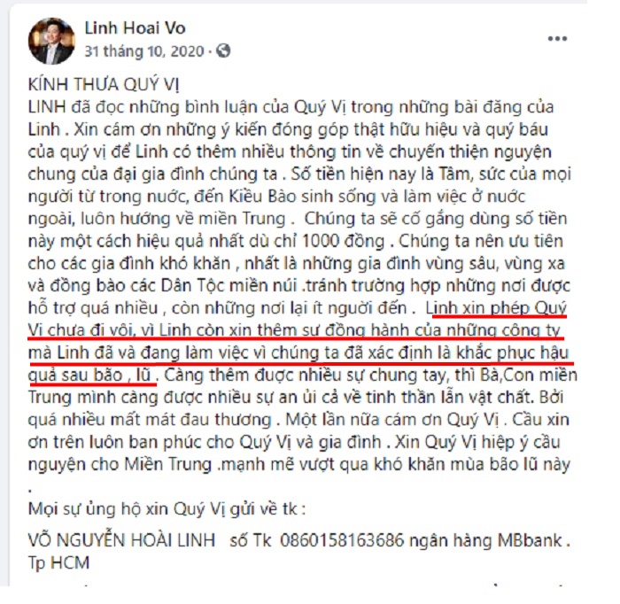 Phát hiện chi tiết trong bài đăng kêu gọi quyên góp của Hoài Linh, điều này có thể giúp NS lật ngược tình thế giữa scandal 14 tỷ đồng?-1