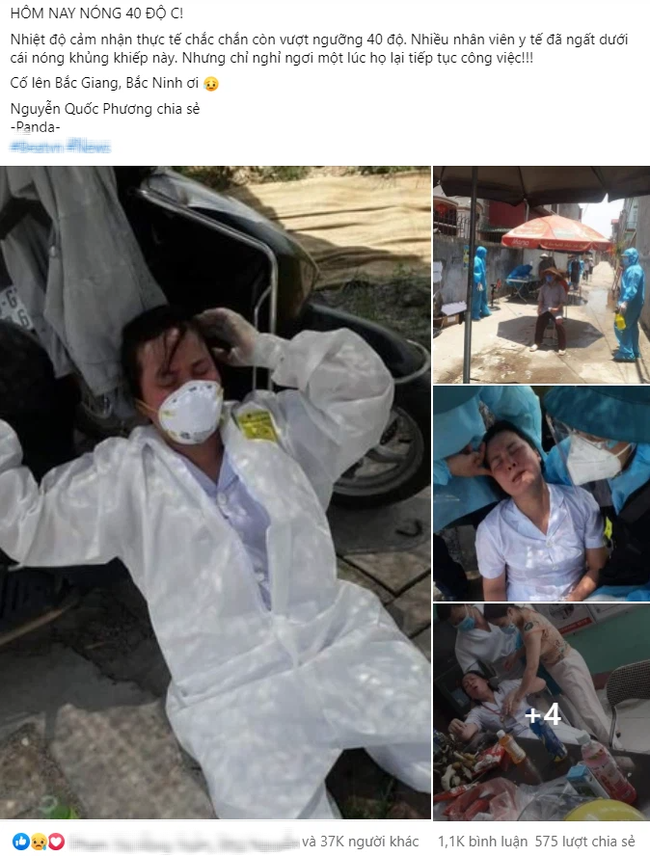 Nhân viên y tế nơi tuyến đầu chống dịch kiệt sức, gần như gục ngã khi căng mình lấy mẫu test COVID-19 giữa trưa nắng 40 độ-1