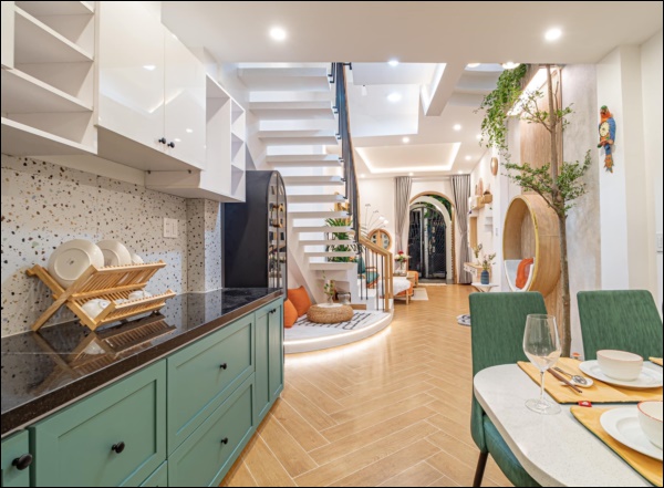 Vợ chồng Đà Nẵng thiết kế ngôi nhà 55m2 siêu xinh,&nbsp;giếng trời thông thoáng lấy ánh sáng, góc nào cũng chill-8