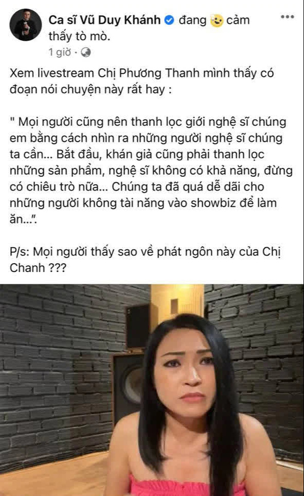 Vũ Duy Khánh đồng tình với phát ngôn của Phương Thanh: Chúng ta quá dễ dãi cho những người không có tài năng vào showbiz làm ăn-1