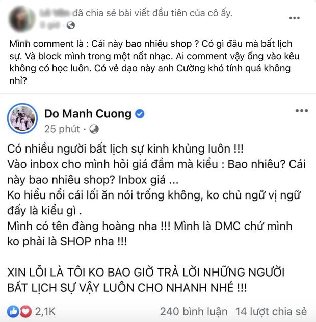 Tranh cãi dữ dội: NTK Đỗ Mạnh Cường đăng status dài bắt bẻ câu chữ, mắng khách bất lịch sự vì 1 câu hỏi Cái này bao nhiêu shop?”-3