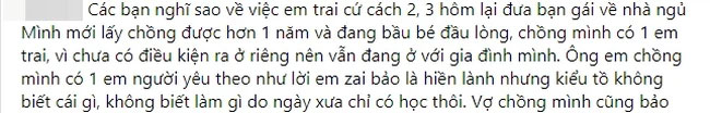 Chị dâu kêu cứu vì ở chung nhà với em chồng, cứ đêm đến lại thấy cậu ta làm điều mờ ám khiến đang mang thai cũng không yên-1