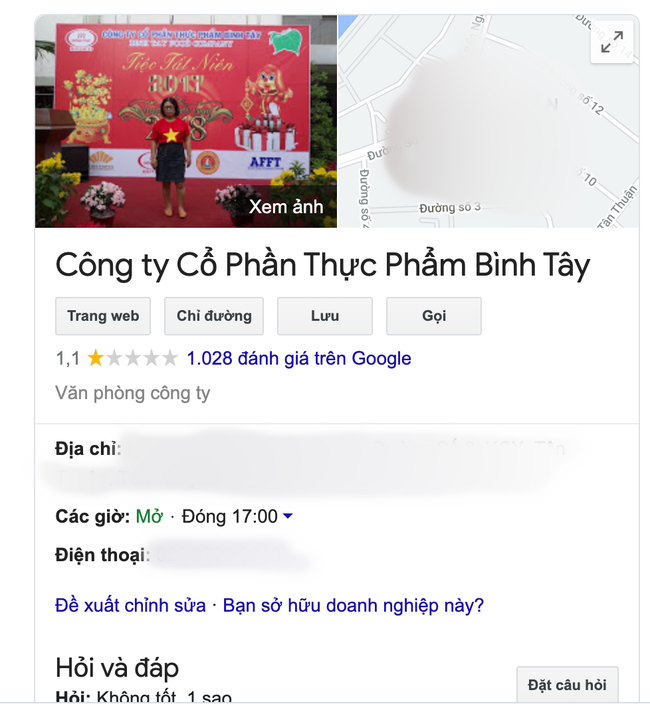 Công ty Bình Tây của bà Lê Thị Giàu bất ngờ nhận hàng loạt vote 1 sao trên Google, chuyện gì đang xảy ra?-1