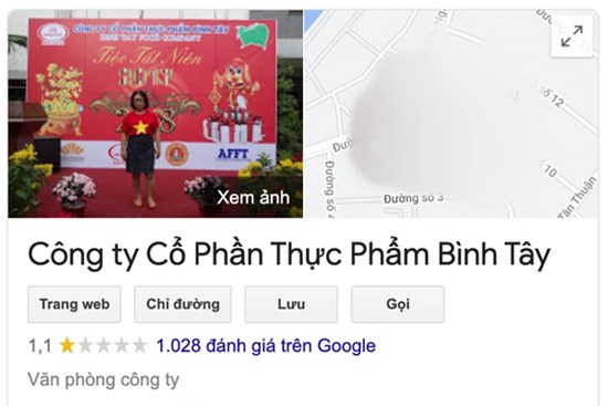 Công ty Bình Tây của bà Lê Thị Giàu bất ngờ nhận hàng loạt vote 1 sao trên Google, chuyện gì đang xảy ra?