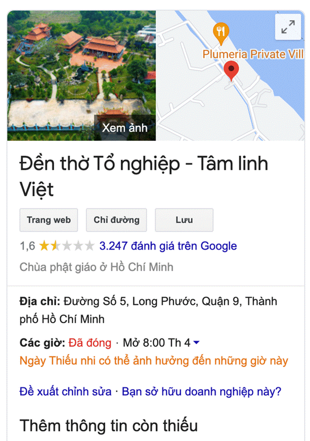 Đền thờ Tổ nghiệp của NS Hoài Linh trên ứng dụng Google Maps bị đổi tên thành Trung tâm từ thiện 14 tỷ?-3