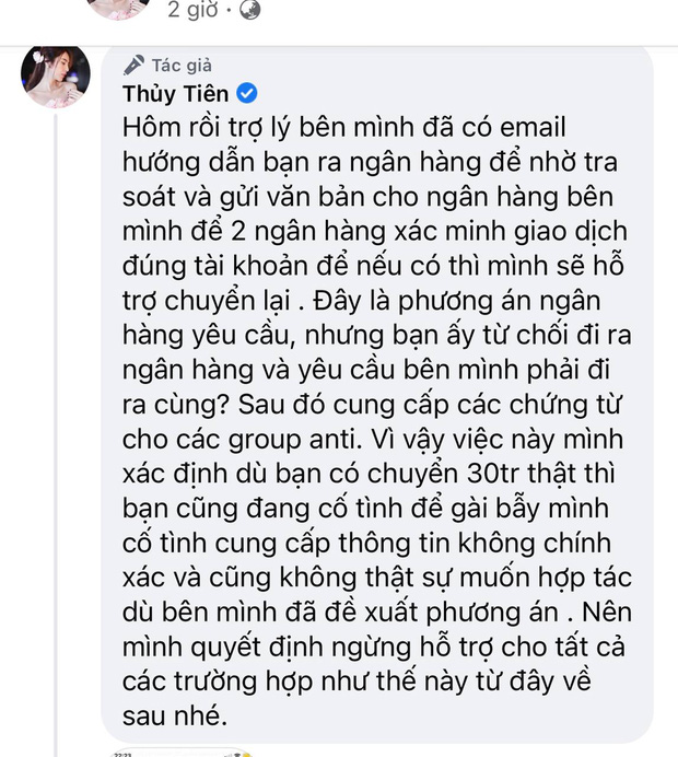 Thuỷ Tiên bị soi điểm bất thường trong status trần tình vụ khán giả chuyển nhầm 30 triệu, chính chủ giải thích ngay nhưng có hợp lý?-6