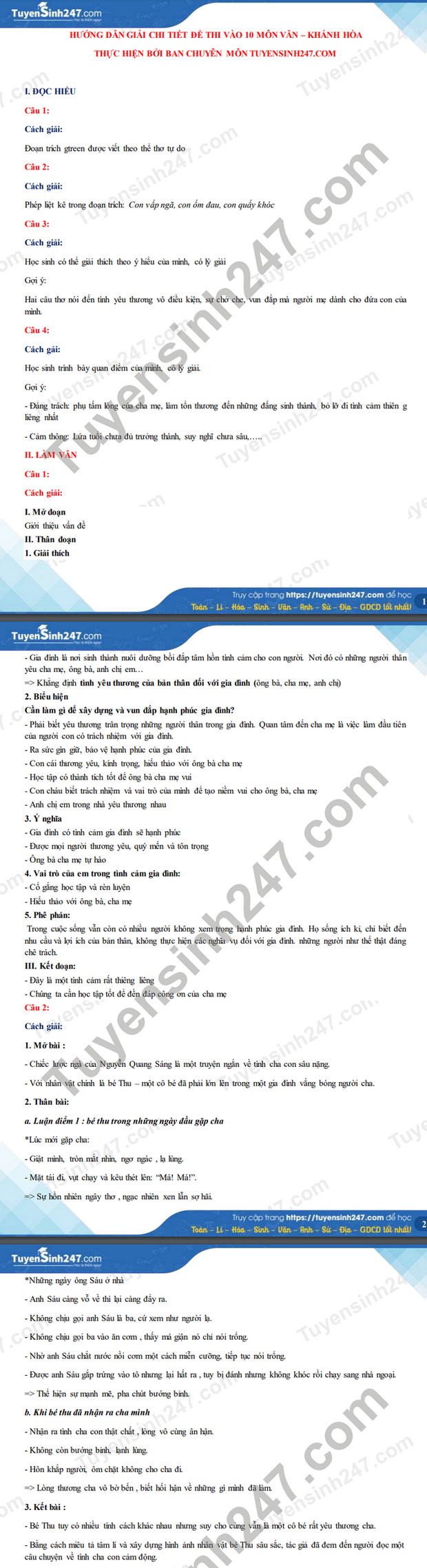 Đáp án đề thi môn Ngữ Văn vào lớp 10 của các tỉnh thành năm 2021-18