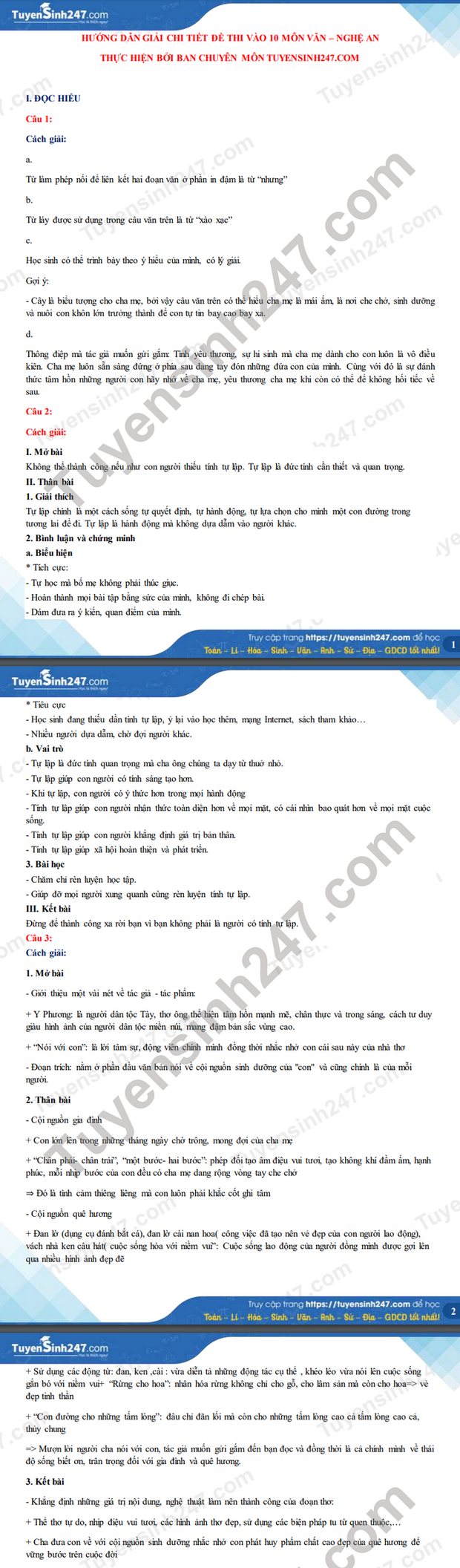 Đáp án đề thi môn Ngữ Văn vào lớp 10 của các tỉnh thành năm 2021-4