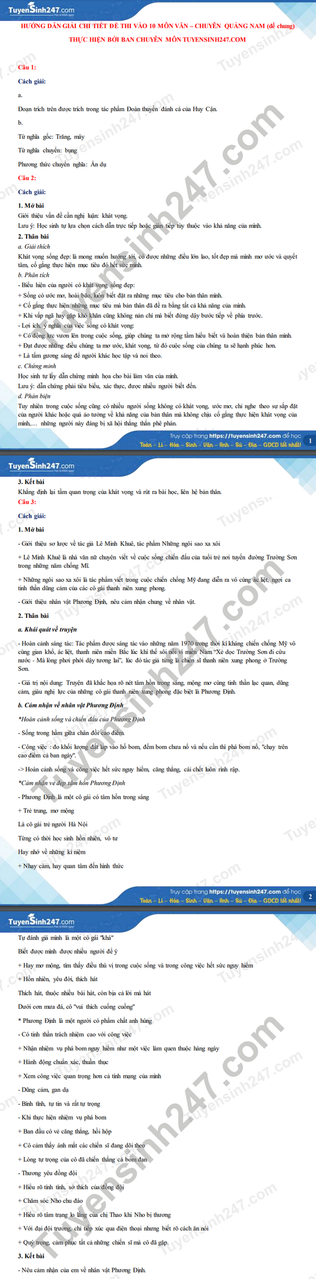 Đáp án đề thi môn Ngữ Văn vào lớp 10 của các tỉnh thành năm 2021-14