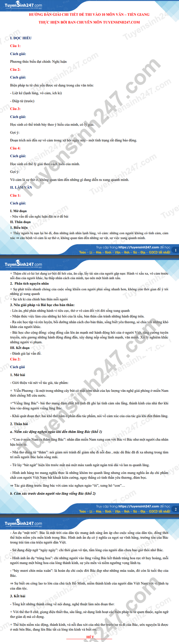 Đáp án đề thi môn Ngữ Văn vào lớp 10 của các tỉnh thành năm 2021-9