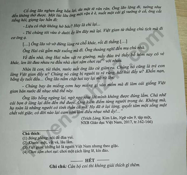 Đáp án đề thi môn Ngữ Văn vào lớp 10 của các tỉnh thành năm 2021-11