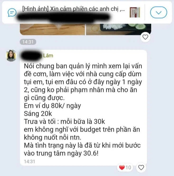 Người phụ nữ than phiền nhân viên khu cách ly đưa cơm muộn cho mình: Những dòng tin nhắn khiến số đông bức xúc-1
